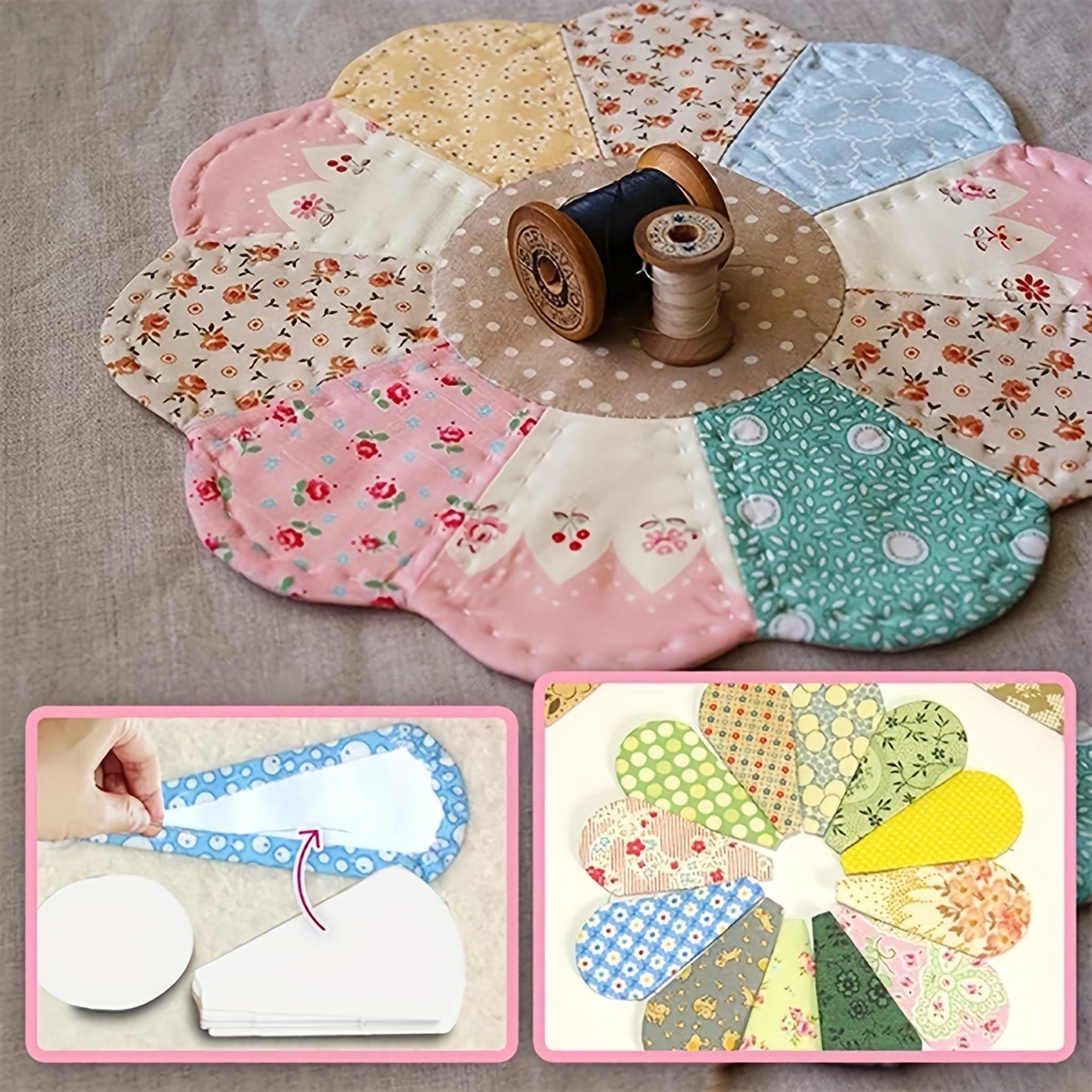 

1 Set Petal-shaped Handmade Diy Patchwork Template, Patchwork Flower Pattern Cardboard, 40 Petals And 4 Round Flower Cores