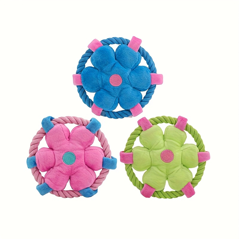 Durable Anti-Choking Dog Chew Squeaky Toy, Soft Rope Loop Design for Interactive Play, Ideal for Fetching Tug-of-War and Dental Exercise, Suitable for Puppies and Adult Dogs, Multiple Colors Available