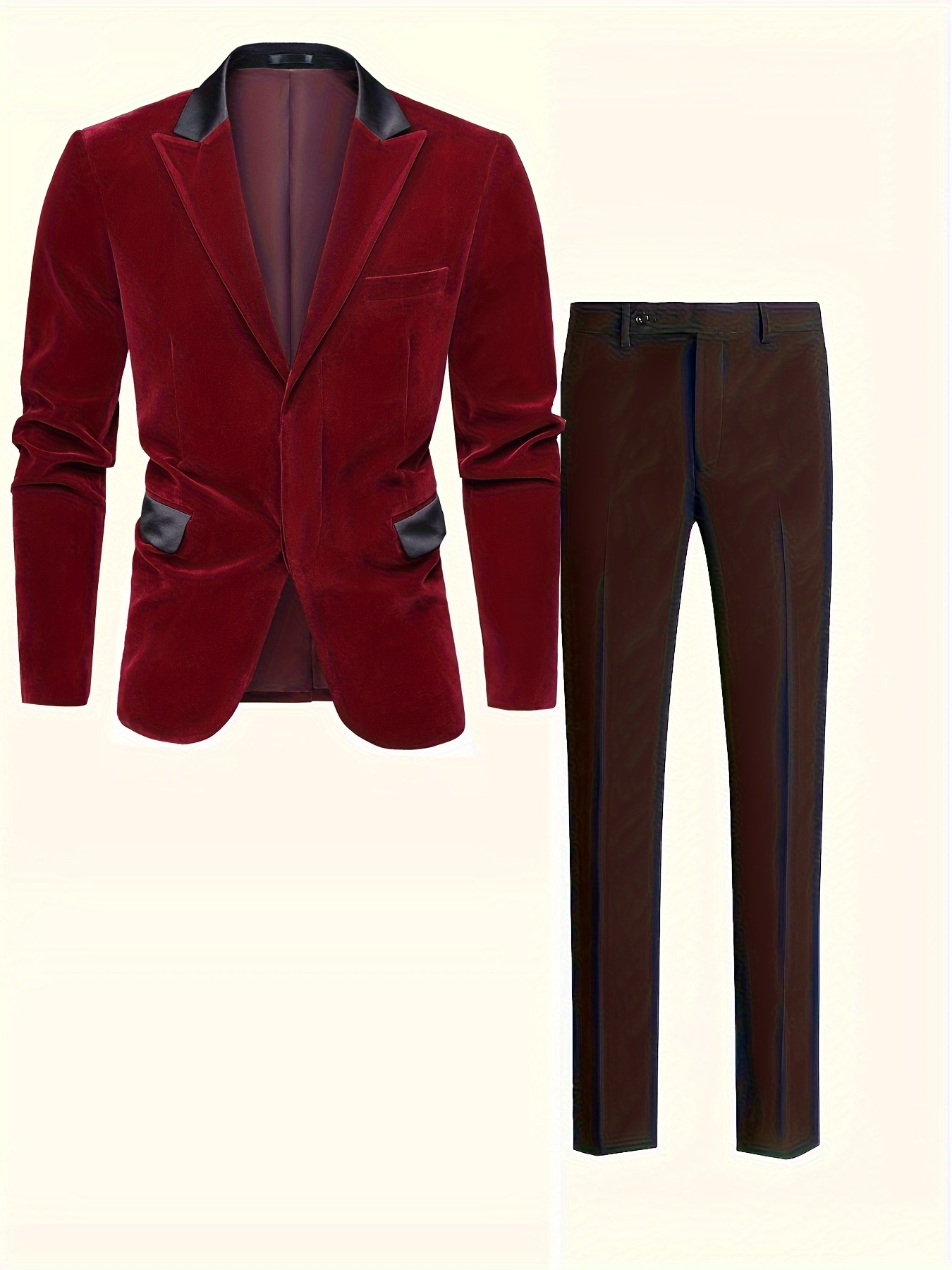 Chic Men's Retro Suit Jacket Dress Pants Suit Set Business - Temu