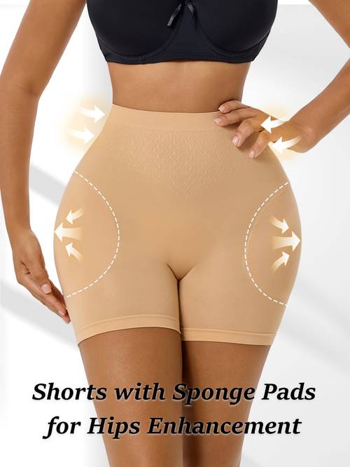 1pc womens high waist shaping shorts with pads tummy control lift waist high waist design solid color suitable for and fitness wear