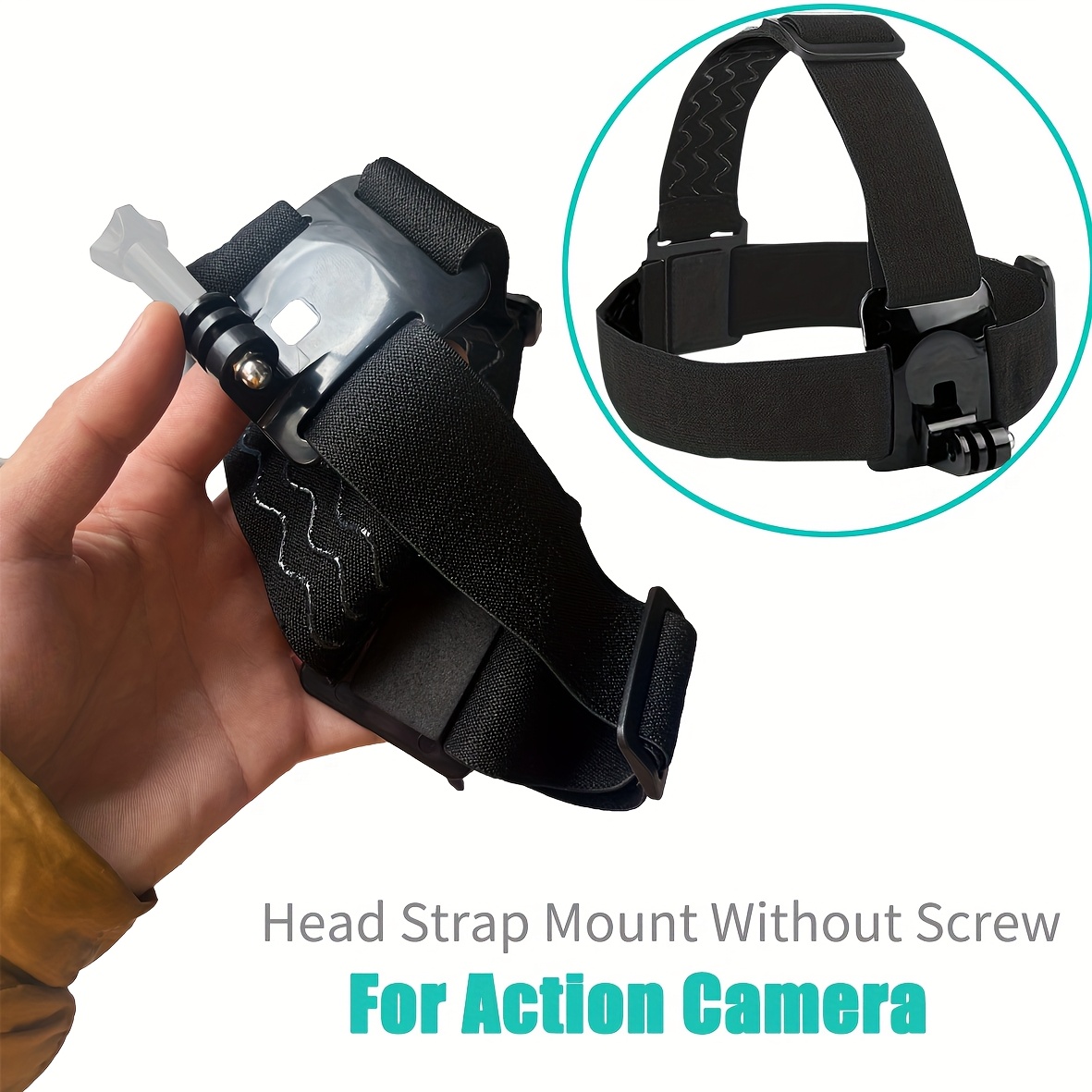Head Strap Mount Belt Mount For Action 4/ 3, Go3, For 12/ 11/ 10/ 9/ 8/ 7, , Xiaoyi, Yi 4k Sports Camera Additions | Headband Holder For Hero Camera- With 3 Rubber Strips