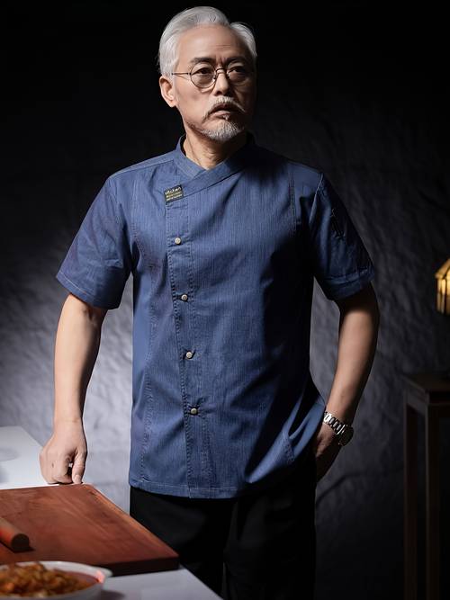 1pc Men S Chef Short Sleeve Uniform with Breathable Mesh Design - Navy Attire for Hotels, Restaurants, Kitchens, Baking & Cooking, Hotel Kitchen Apparel, Outfit, Durable Chef Wear