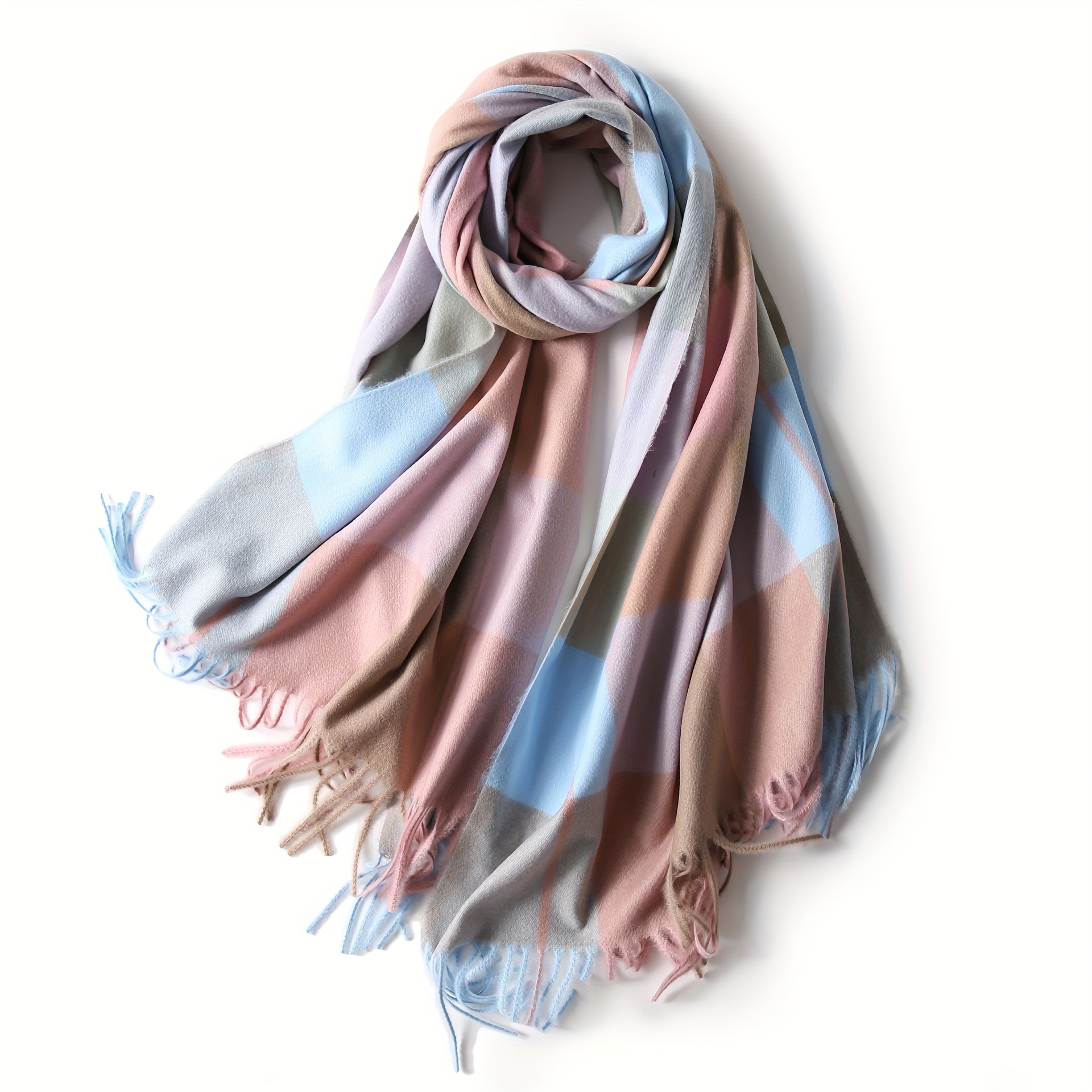 New Winter Scarf Classic High Quality Anti Checkered Scarf for Men and Women in Autumn and Winter Warm Striped Scarf Wrapped in Sheep Fleece Blanket