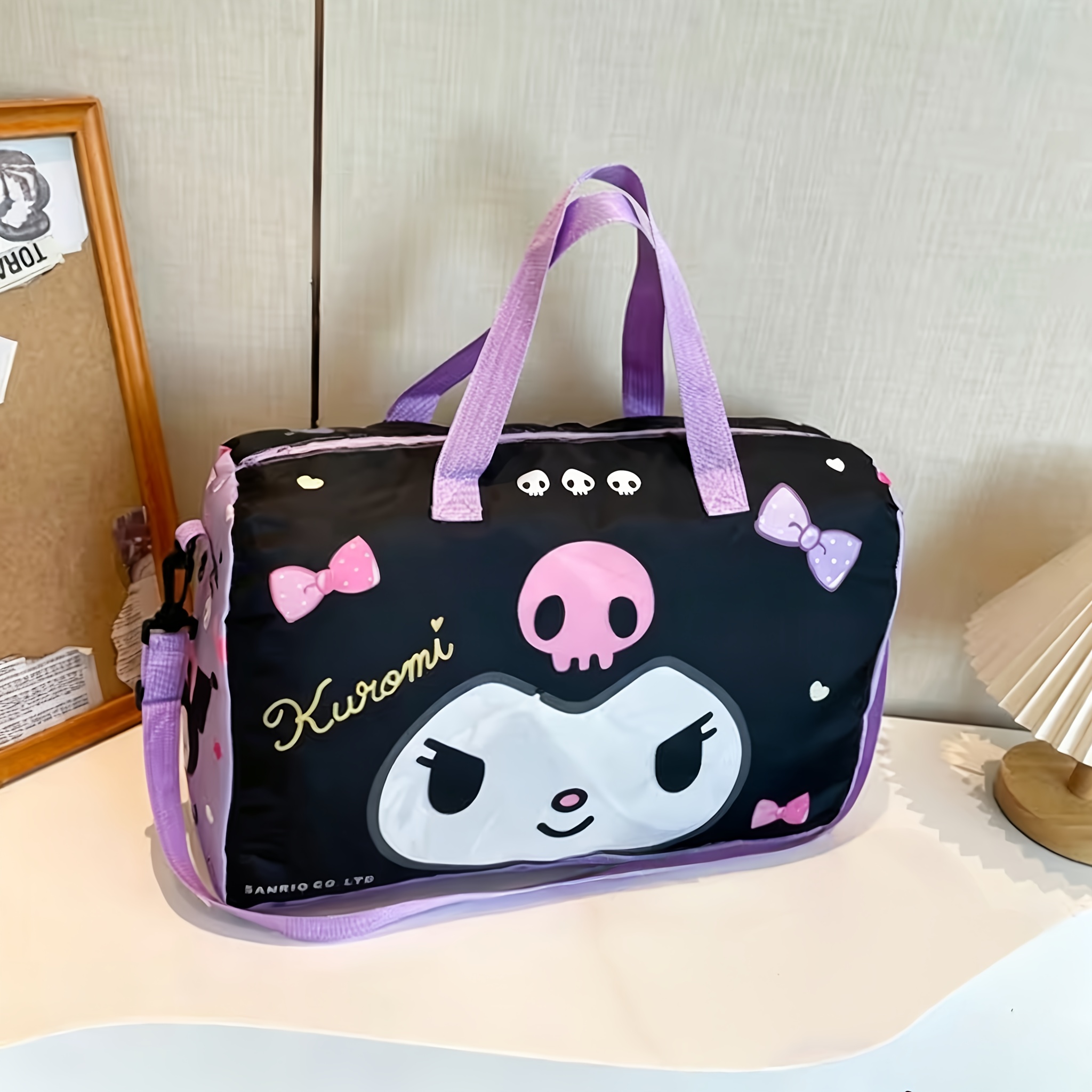 TEMU Kt Cat Stroller Travel Bag Storage Cosmetic Bag Two-piece Kurumi Hand-held Short-distance Luggage Bag Large Capacity Gym Bag