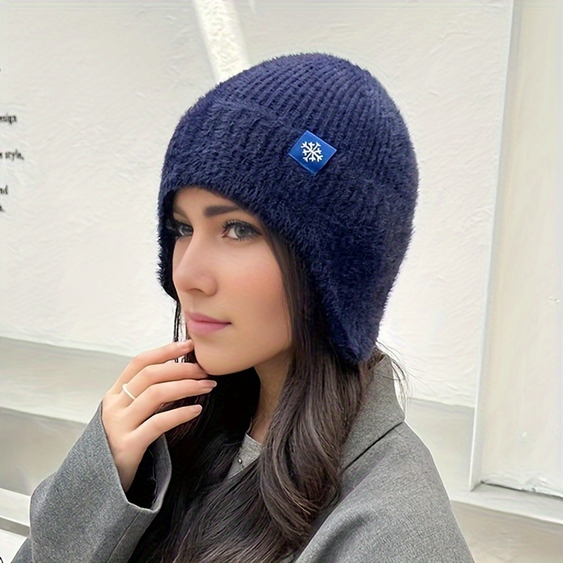 

Winter Knit Beanie With Ear Coverage, Polyester Hand Washable Stretchable Cap, Packable Knitting Fashion Beanie Hat