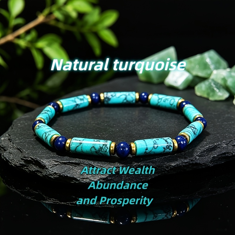 TEMU Bracciale con perline di turchese naturale, di , e . Gioielli in , adatti per l'uso da parte di e donne e come regalo per speciali - San, Festa