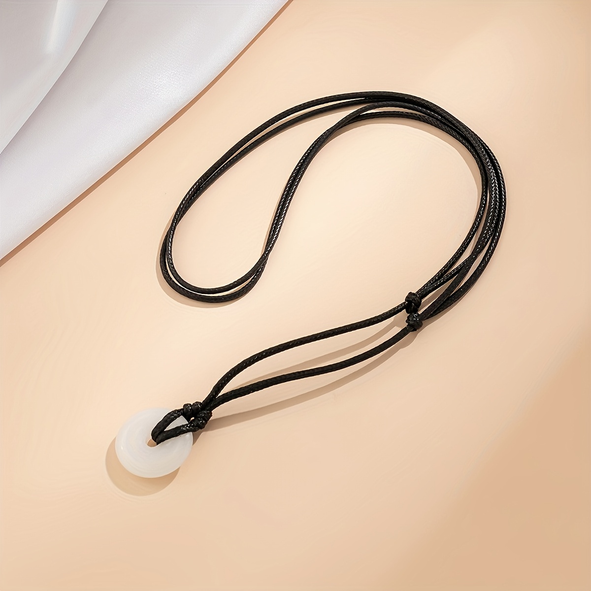 Women's Minimalist Adjustable Sliding Knot Black Wax Cord Necklace