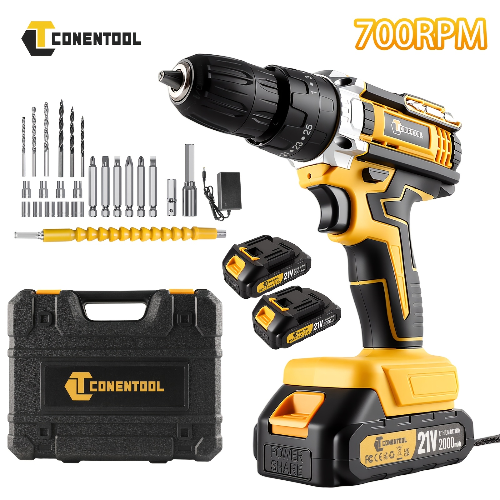 Image of 42n.m Powerful Drill Set, 2-speed Electric Screwdriver Kit With 24pcs Tools & Lithium Battery, Heavy Duty Power Drill For Home, Furniture Assembly, Woodworking, Metal Drilling & Outdoor Projects