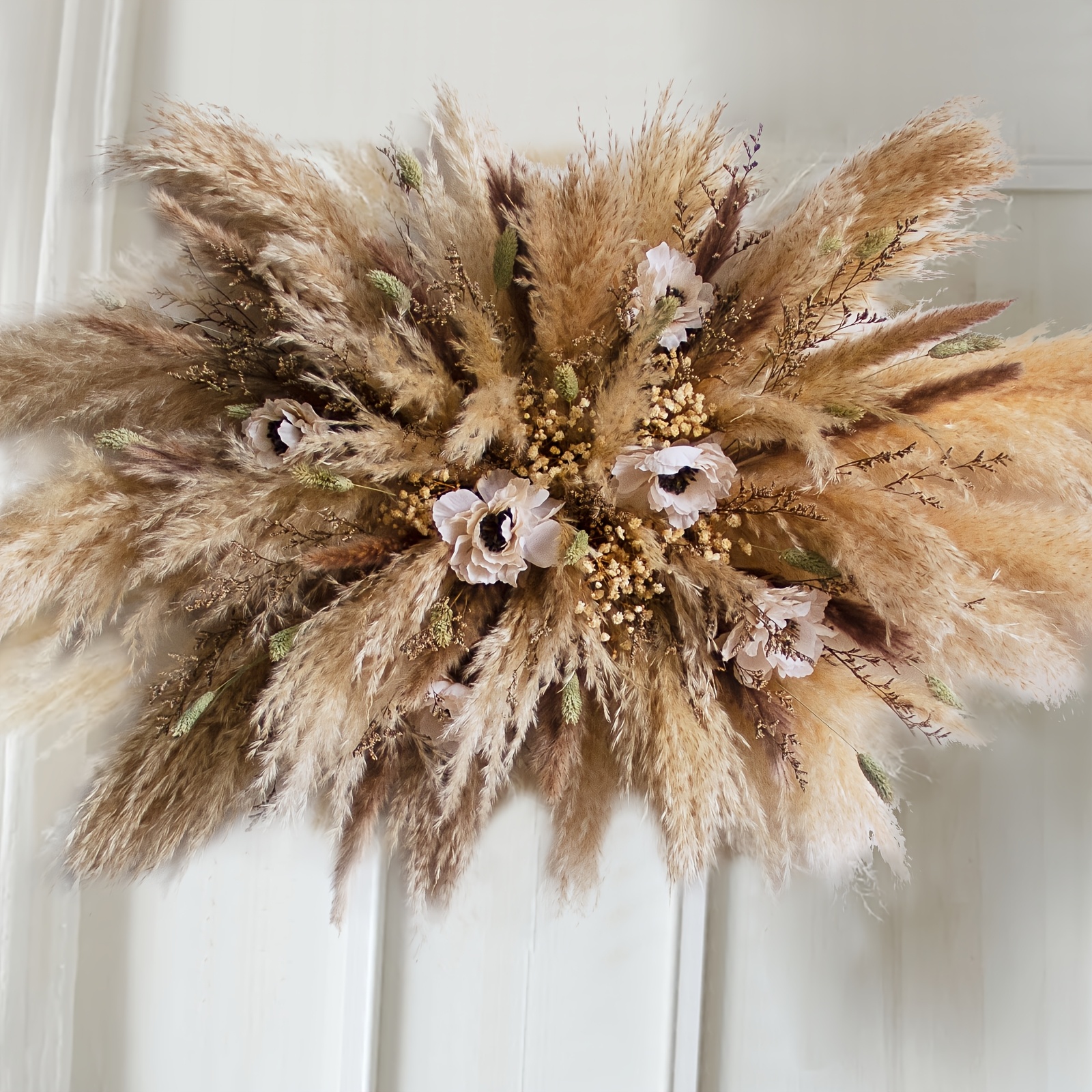 Image of Pampas Grass Wall Decor -boho Dried Flowers Hanging Decor Kits, 37inch Adjustable, Requires Assembly-, Apply To Home Decor, Shop, Living Room, Bedroom, Wedding Arch, Farmhouse & Apartment