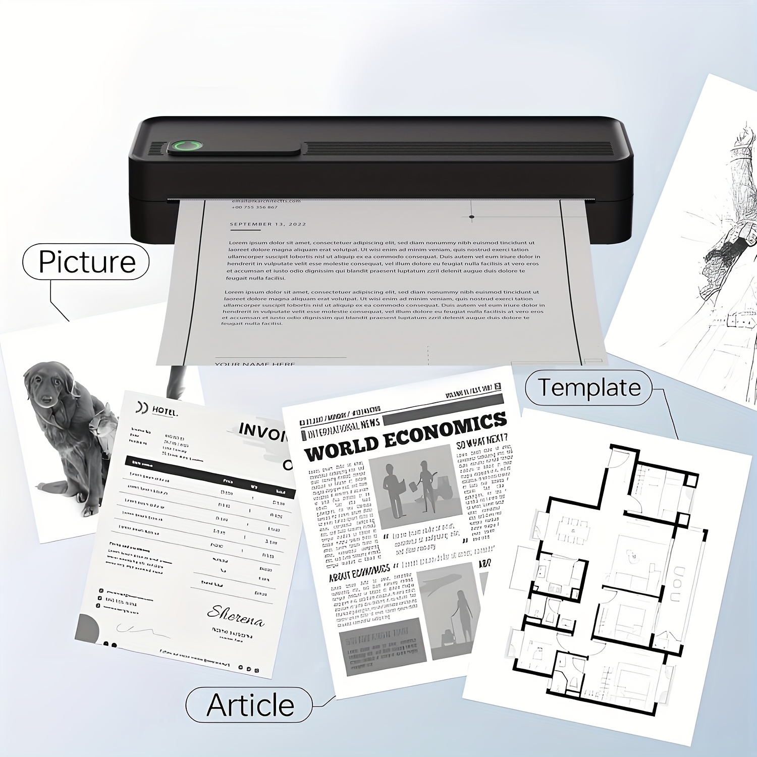 Orico Portable Thermal Printer A4,a4 Printer Machine,inkless Printer,compatible With & Ios For Travel, Office, School, Home Use,support 8.5"x11" Us Letter & A4 Size Thermal Paper.