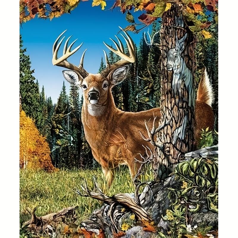 

Deer Forest 5d Diamond Painting Kit - Diy Full Round Crystal Rhinestone Embroidery Art Set For Home & Office Wall Decor Deer Diamond Painting Kits Deer Diamond Painting