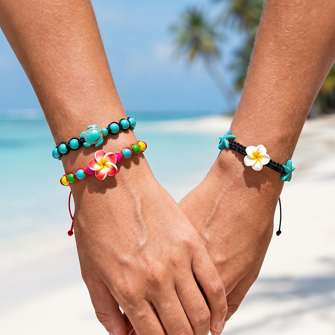 3pc Bohemian Women's Layered Nautical Turtle & Charms Bracelet Set