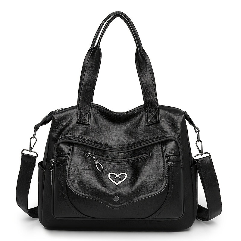 Image of Vintage Women's Shoulder Bag Solid Color Detachable Strap Suitable For Daily Use Or As A Gift