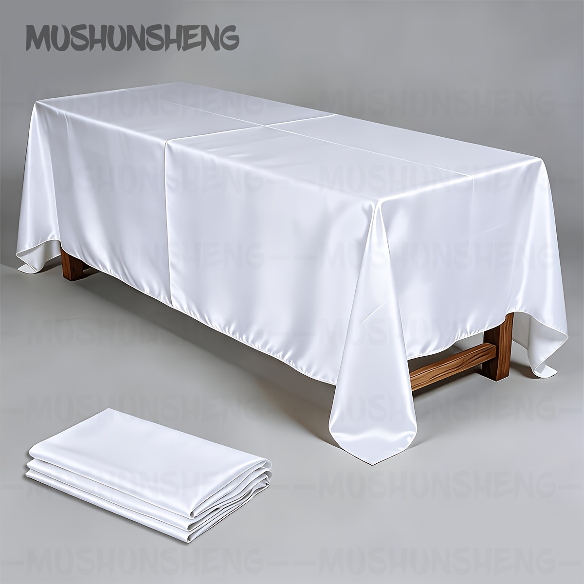 TEMU Nappe rectangulaire unie en satin, 1 pièce, nappe rectangulaire, convient pour une utilisation en intérieur/extérieur, pour , banquets, fêtes,