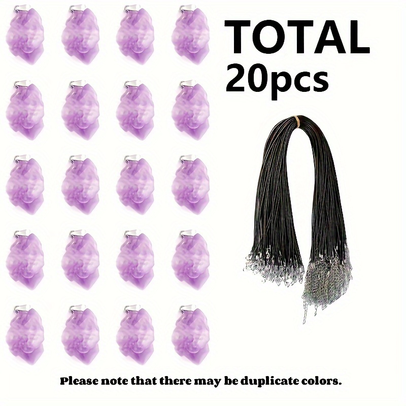 

20pcs Natural Amethyst Pendant Set With Adjustable Black Leather Cord, Irregular Shaped Crystal Charms For Necklace Making, , Gemstone Pendants With Storage Bag