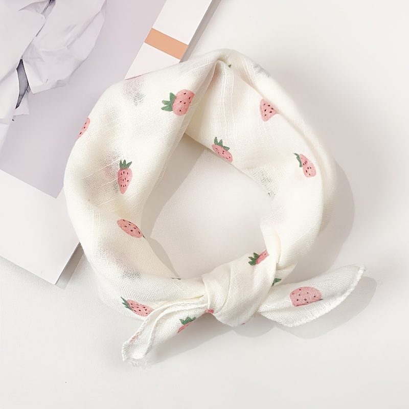 1pc A Lightweight And Breathable Summer Scarf For Pets, Designed For Cats And Dogs. Soft, Comfortable, And Adjustable. In Cherry, Strawberry, Carrot, And Flower Designs, With Colors Like Pink, Yellow