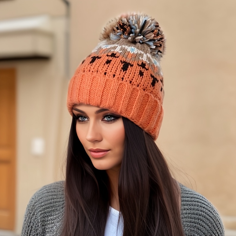 

Automne et hiver japonais mignon coloré boule de fourrure chapeau tricoté, étudiantes en mode all- cyclisme épaissi chaud protection des oreilles chapeau en laine