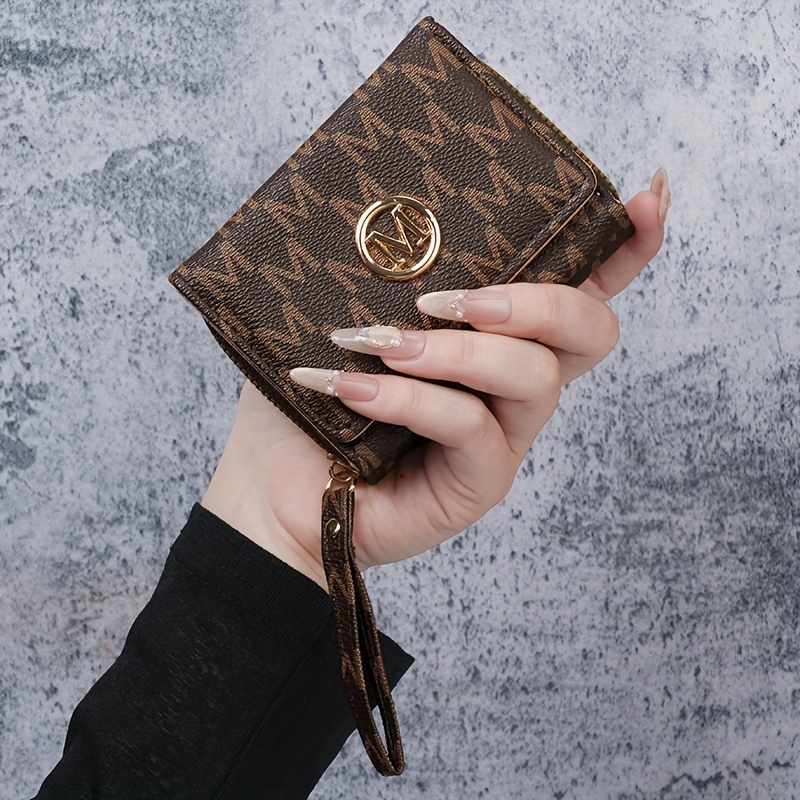 Image of New Women's Wallet Short Trifold Zipper Handbag Fashion Printed Large Capacity Coin Purse Card Holder