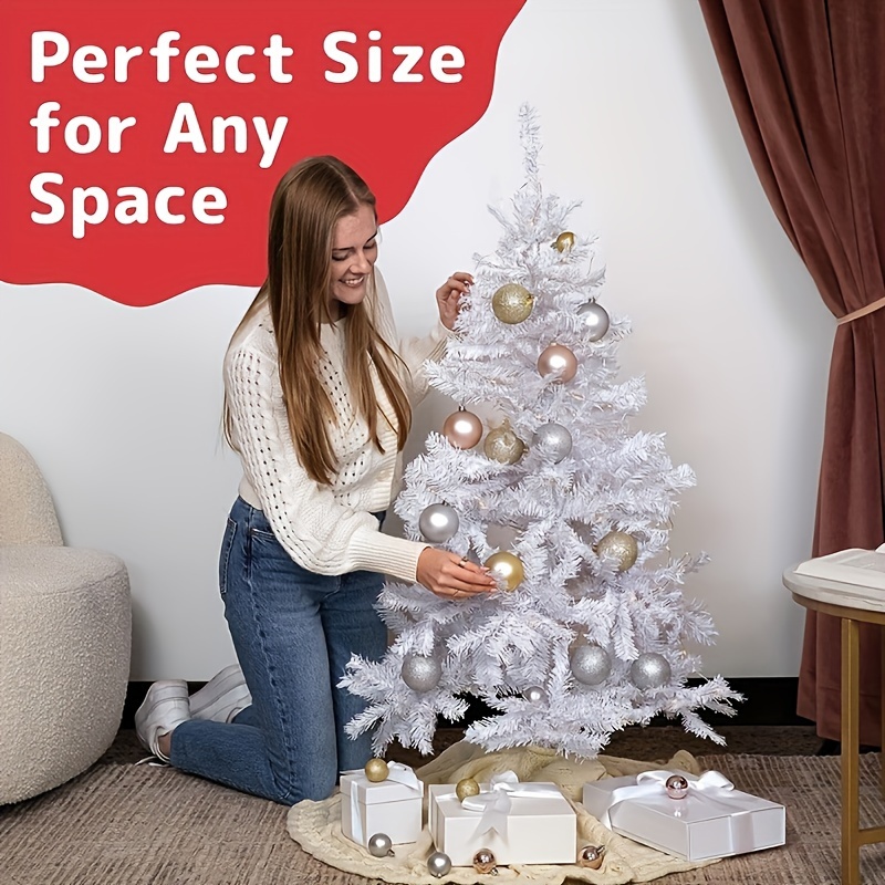 

4-foot Artificial Christmas Tree - Classic Design With Pvc Tips & Foldable Metal Stand, Easy For Holiday Decor, Unlit, Party Decor