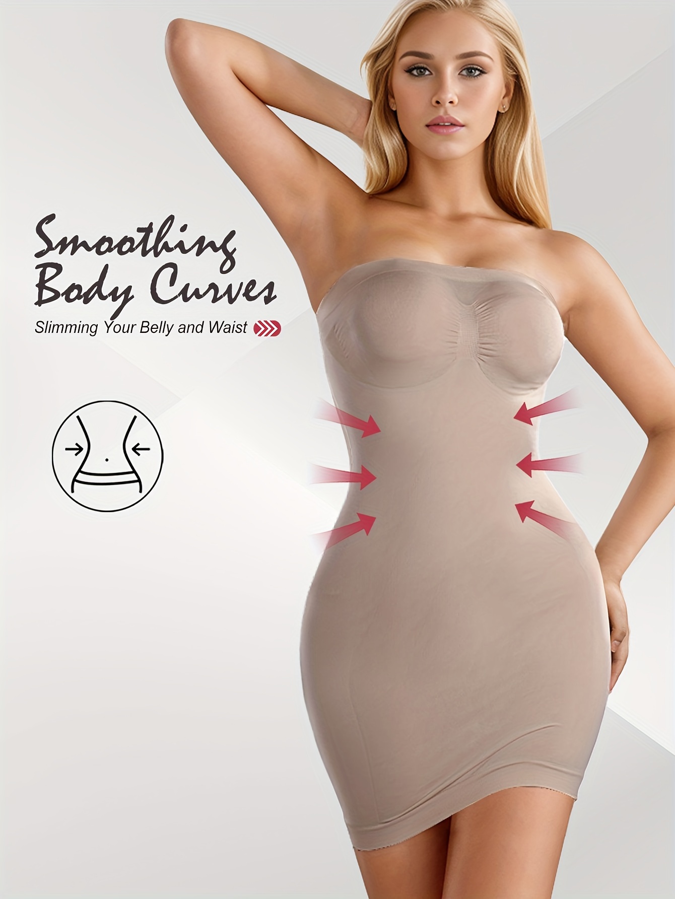 Seamless Shaping Slip Dress Tummy Control V Neck Slimming - Temu