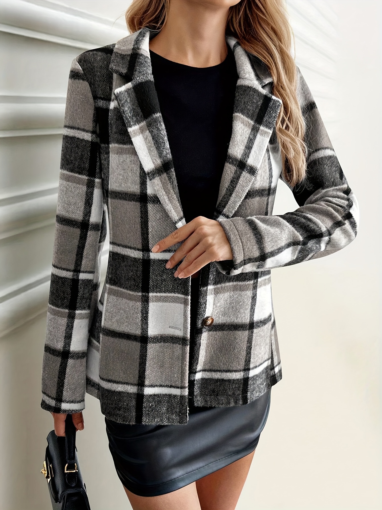 Abrigo de cuello escocés para mujer YY0611181, ideal para otoño e invierno - Imagen 6