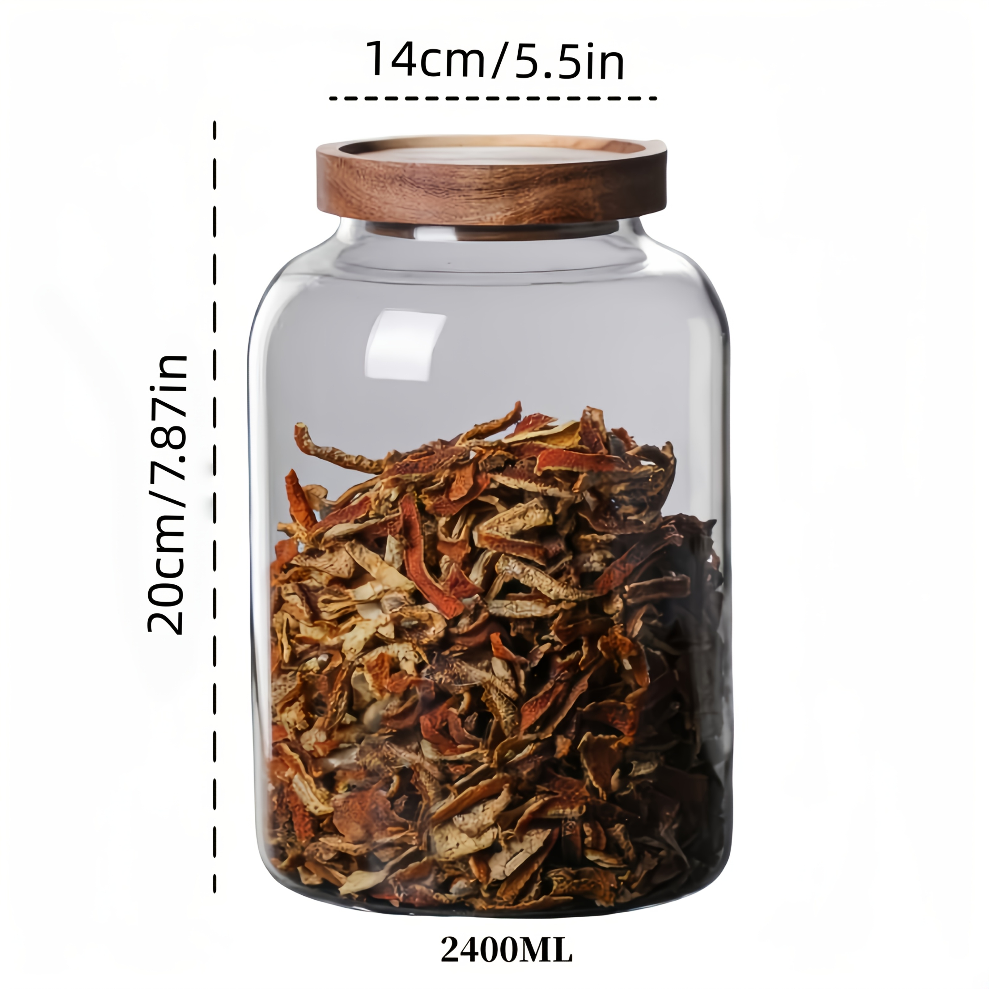 TEMU 1pc High Borosilicate Heat- Clear Glass Sealed Storage Jar For Dried Fruits, Coffee Beans, Peel, Multiple Sizes, Large Capacity, With Lid, Round