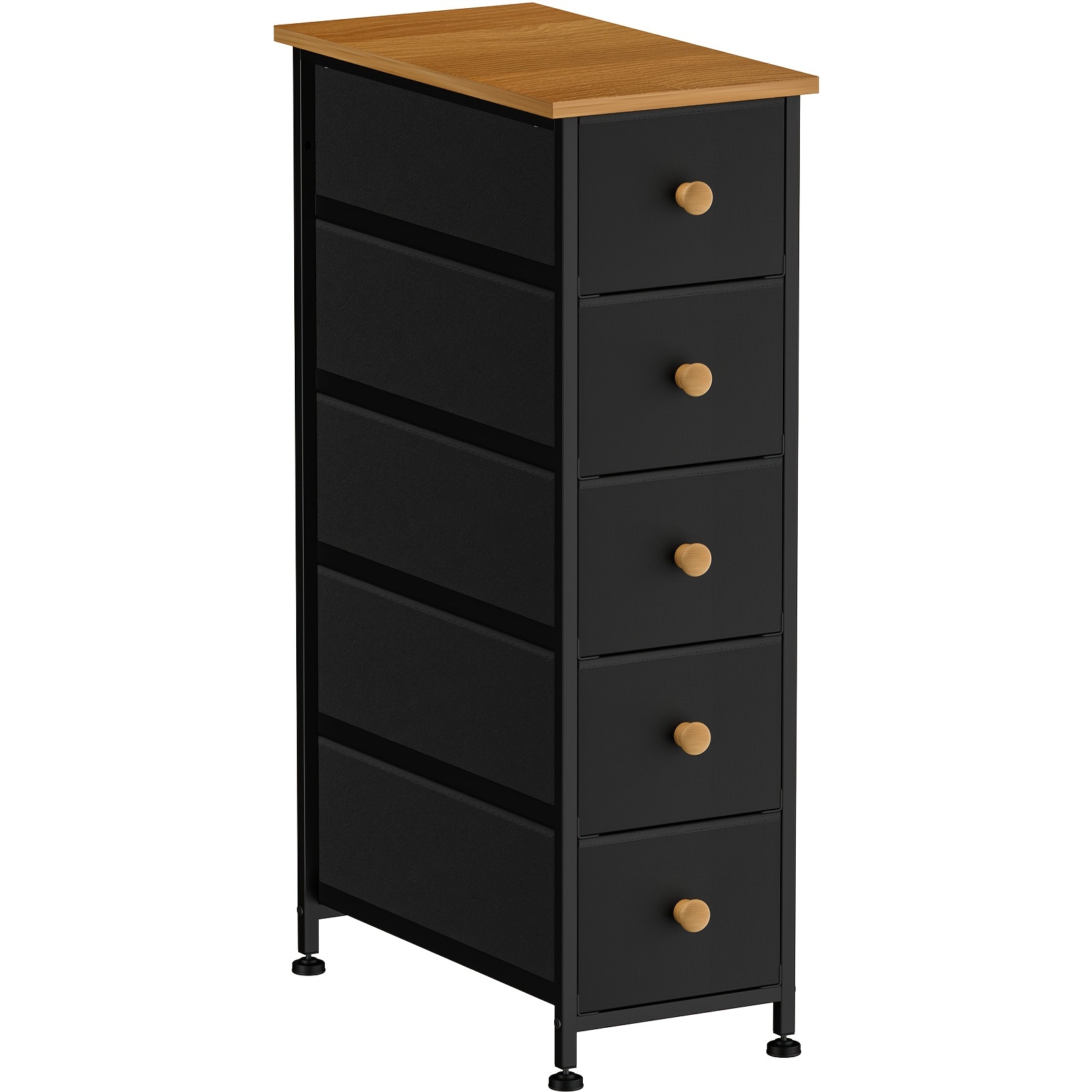 

Narrow Dresser Storage Tower With 5 Drawers, Slim Dresser Chest Of Drawers With Steel Frame, Wood Top, Golden Knobs, White Dresser For Bedroom, Bathroom, Small Spaces, Laundry, Closet