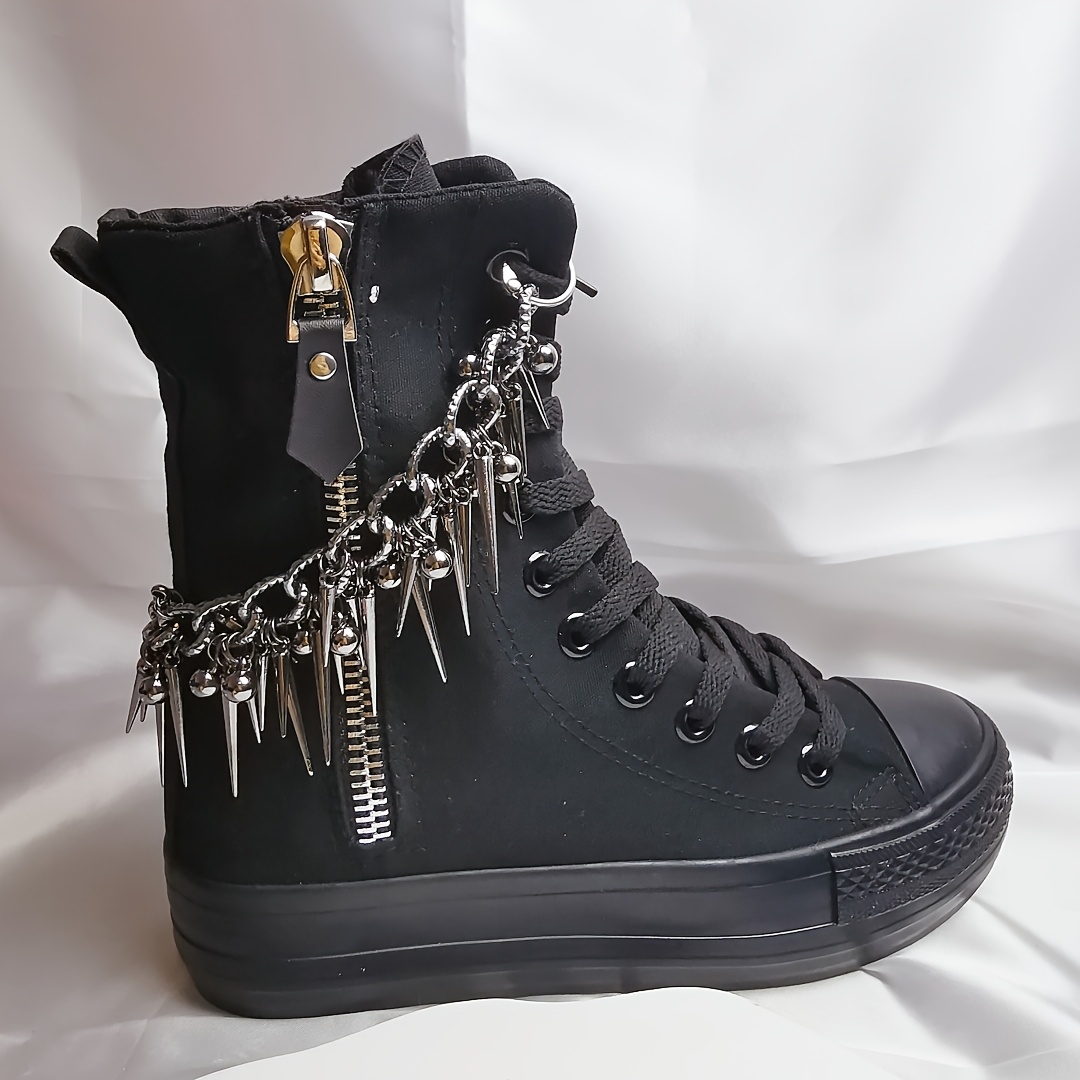 

1pc Punk-inspired Rivet Tassel Chain - Diy Fashion Accessory For Boots & Sneakers