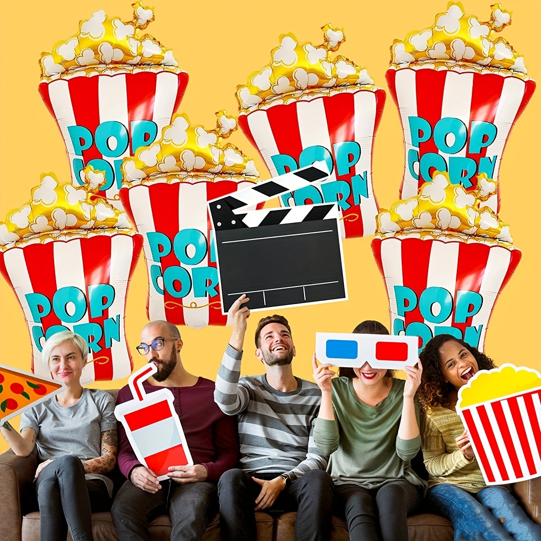 

celebration Pop" 6-piece Giant Popcorn Balloon Set - Perfect For Movie Nights, Carnivals & Parties | Durable Aluminum Foil Decorations
