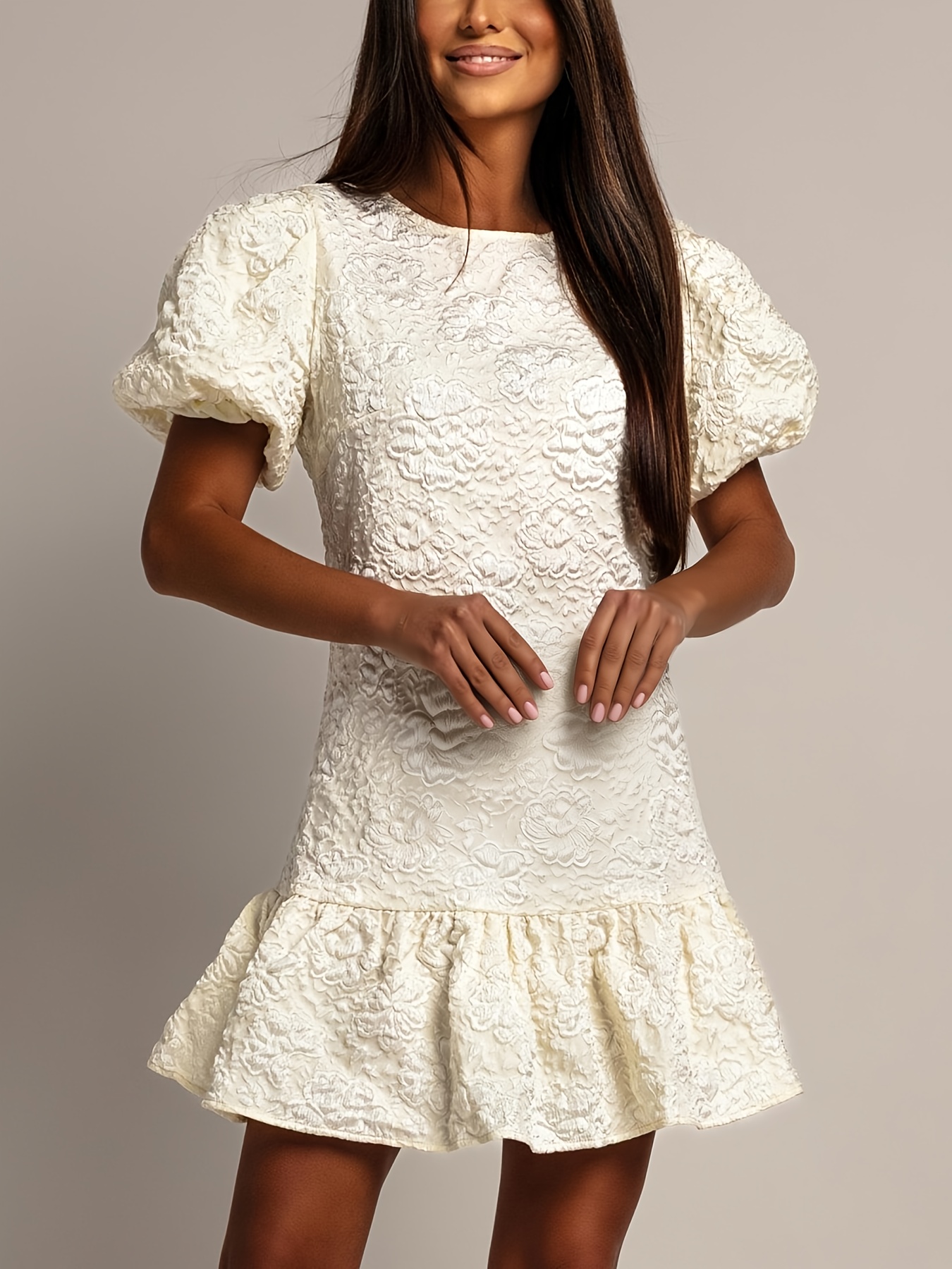 semi formal short sleeve dresses semi formal midi dress with sleeves Women's Ruffle Short Sleeve A-Line Midi  Dress
