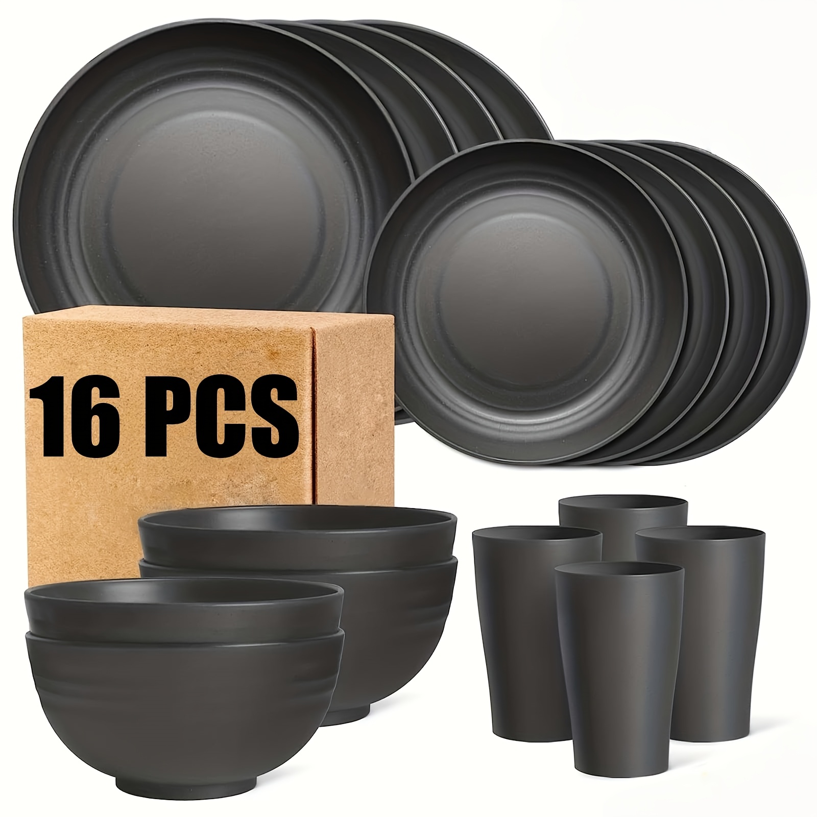 TEMU 32/16pcs Cutlery Set, Sturdy Modern Cutlery Set - Plates   Dessert Plates   Bowls   Cups, Dishwasher Microwave Safe, Sturdy And Lightweight,