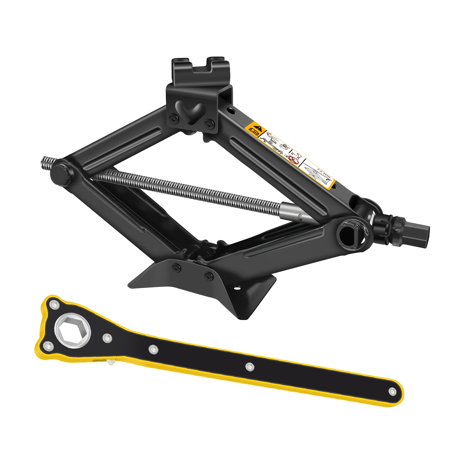 Image of 1pc Scissor Jack Lift Jack Compact Car Jack Kit For Auto, Suv, Rv, Mpv With Effort Ratchet Design, 110mm (4.3in) To 390mm (15.4in) Height Range Black