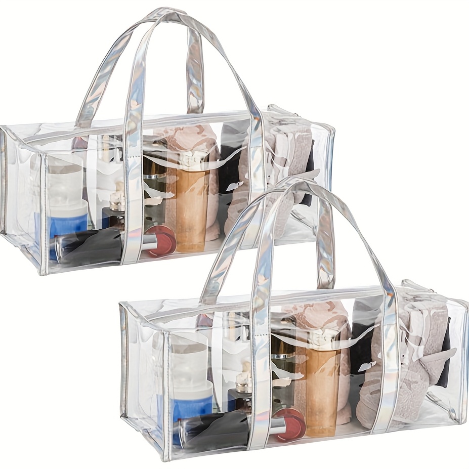 1pc/2pcs Transparent PVC Travel Bag, Waterproof Solid Organizer with  Zipper Closure, Universal Fit for Swimming, Fitness, Beach, Jelly Lu