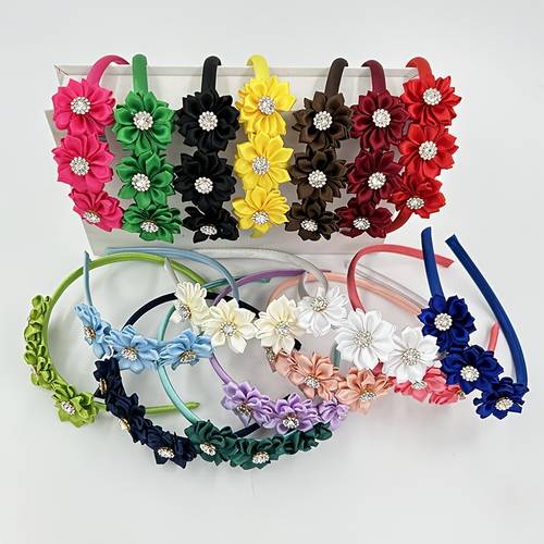 3 hand stitched flower headband fashion hair accessory for special occasions