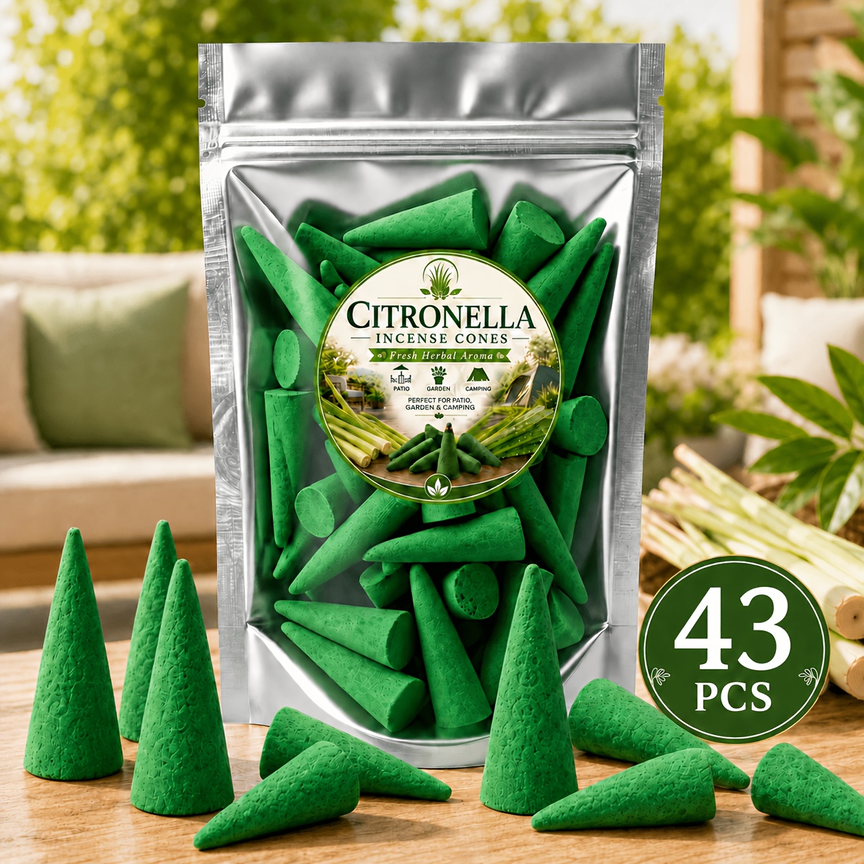 Large Citronella Incense Cones, Mint Infused Cones, Fresh Herbal Scent For Outdoor Patio, Camping, Backyard, Garden, Porch, Summer Atmosphere And Gift Decor