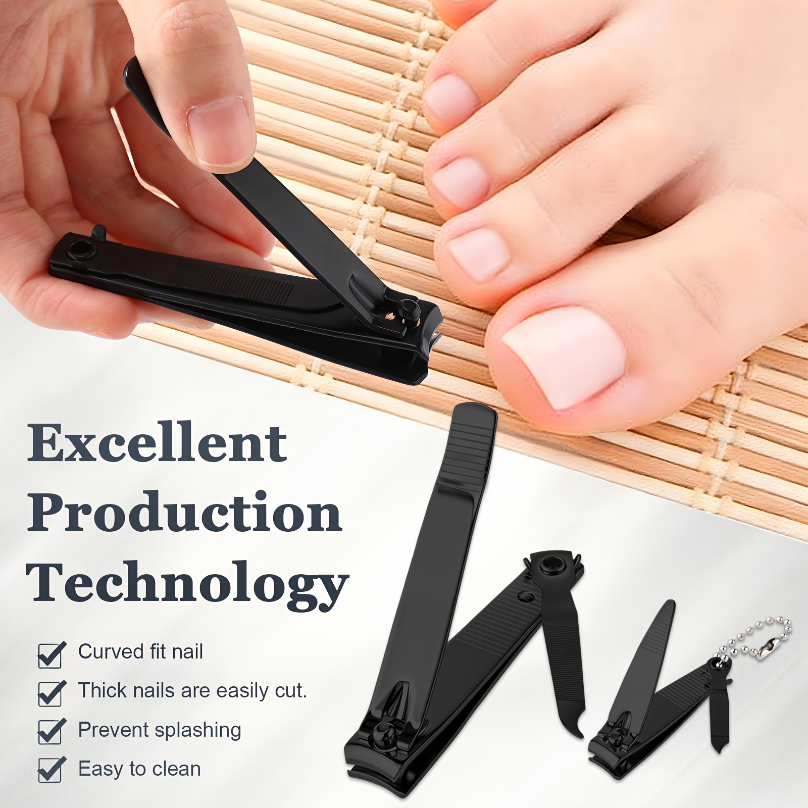 24pcs Stainless Nail Clippers Set with Chain for Travel