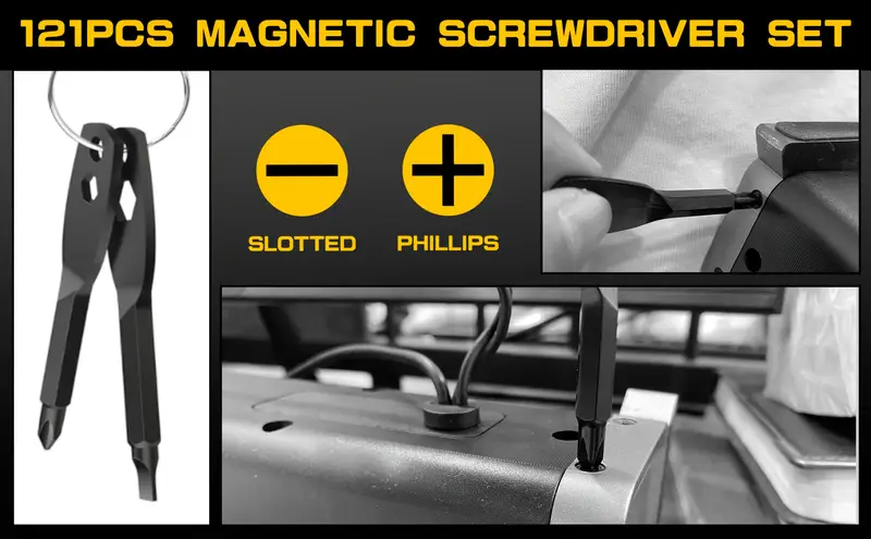121pcs magnetic screwdriver set with chrome vanadium steel multi size hex flathead tools non storage rack magnetic bowl perfect diy tool kit for men Product details 2