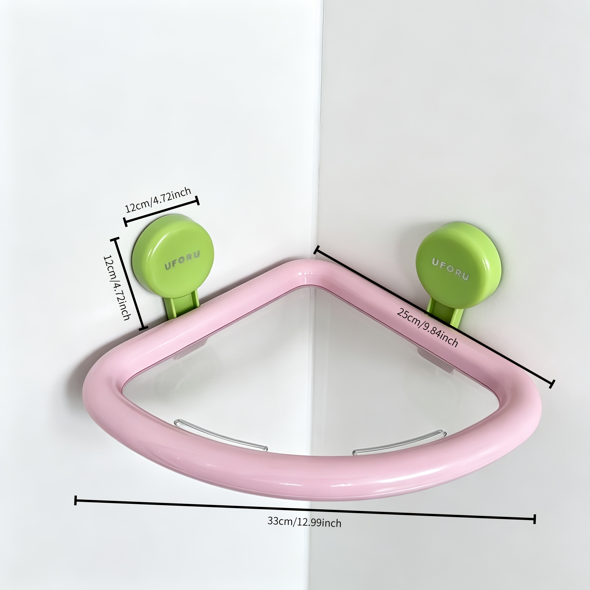 1pc Dopamine Wall-mounted No-drill Drainable Suction Cup Storage Rack, Bathroom Rack, Suitable Home Use