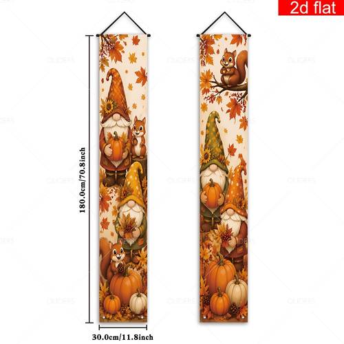 2d flat 2d flat 2d flat 2d flat 2d flat banner 2pcs front porch sign banner polyester goblin squirrel maple leaf pine cone hole autumn thanksgiving atmosphere porch decoration