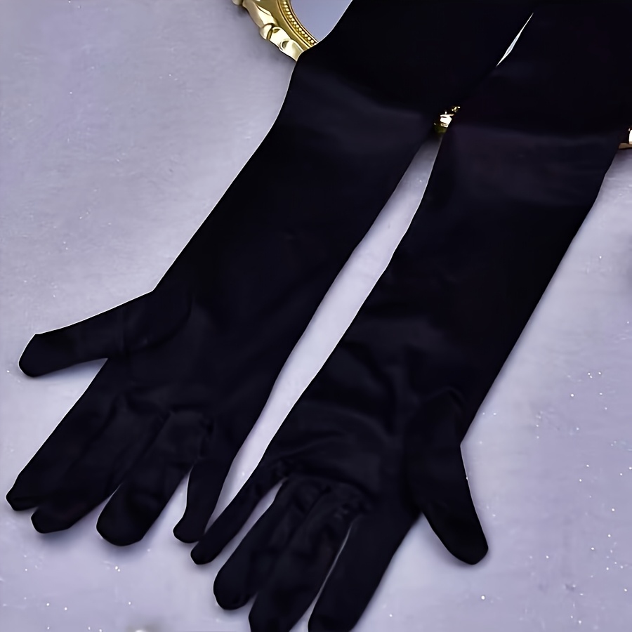 E-shop 2 Stück Damen Schwarze Europäische Amerikanische Stil Ellbogenlange Braut-Handschuhe, Geeignet für Hochzeitsfotografie, , Partys Oper, Lange