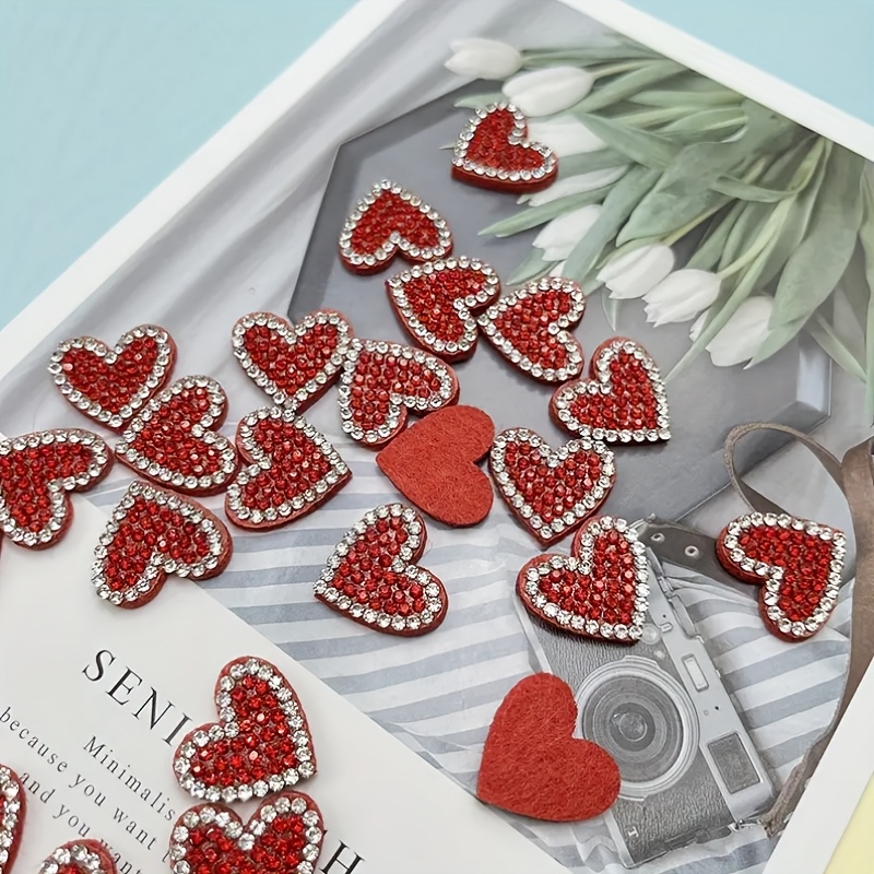 

20pcs Sparkling Red Heart Charms For Diy Crafts - Ideal For Hair Accessories, Phone Cases & Fashion Decorations, Room Decor