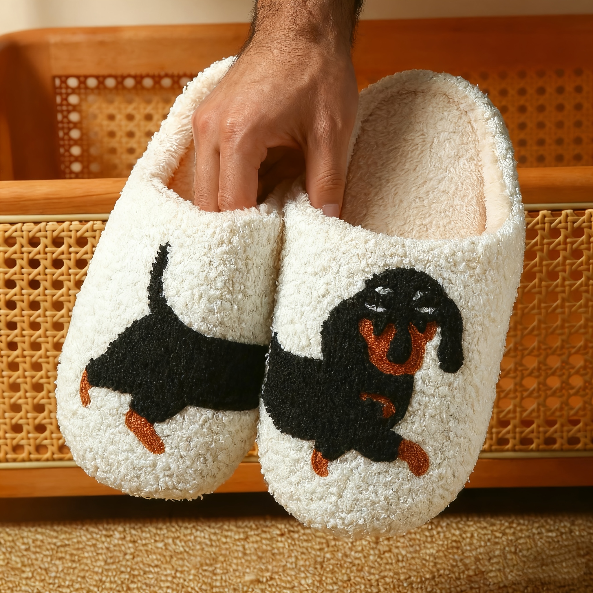 TEMU Dachshund Women's Home Slippers - Autumn/winter Warm And Comfortable Indoor Slippers, Quiet Floor Women's Slippers, Holiday Gift Slippers