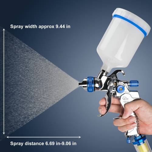 professional hvlp spray gun kit with 4 nozzles 1 4mm 1 7mm 2 0mm 2 5mm 600cc cup high atomization cordless adjustable flow rate for car paint diy projects blue