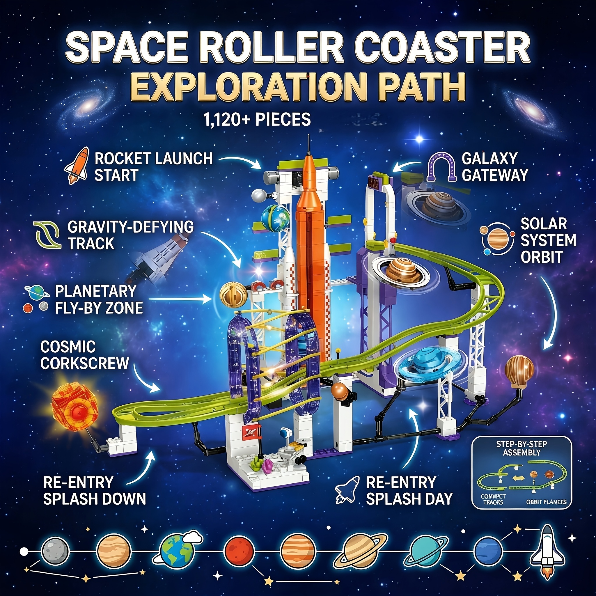Space Roller Coaster Building Block Set