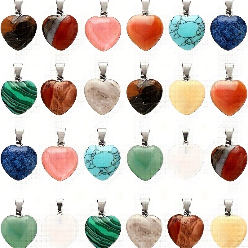 

30pcs Pendentifs Cœur en Pierre Naturelle Multicolore & Verre - de , Bracelets, Boucles d'Oreilles DIY - de Cadeau la de