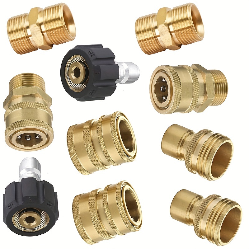 

10pcs High Pressure Washer Adapter Kit - Quick Connect Set With M22 Female Swivel To 3/8'' Male, 3/4" Quick Release Fitting