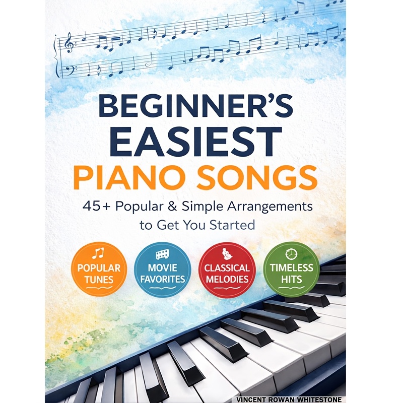 TEMU Livre de piano de chansons simples pour débutants : Partitions avec mélodies à une note adaptées à l'apprentissage par , aucune expérience du