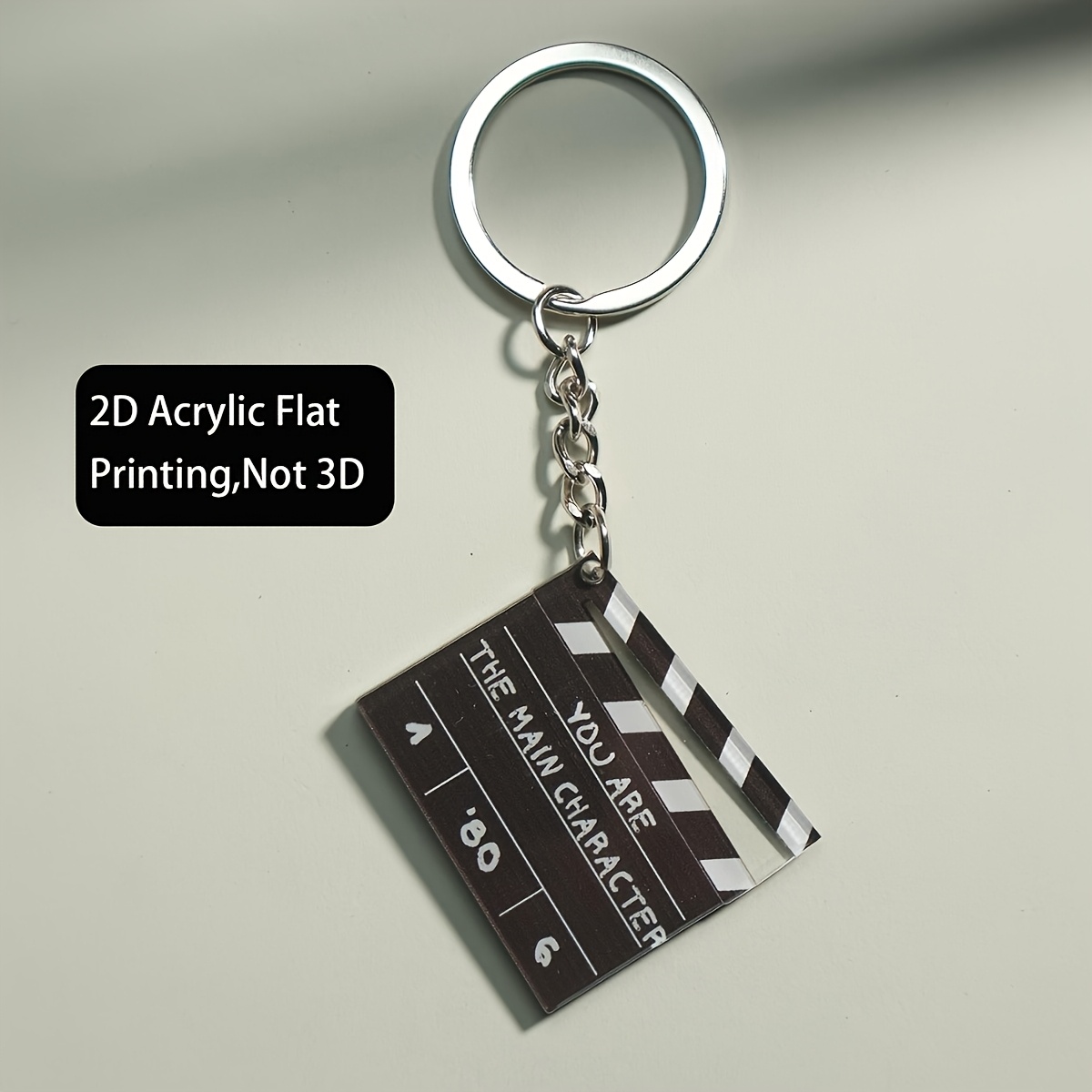TEMU 2d Flat Movie Keychain â "you Are " Engraved Acrylic Key Ring, Double-sided Print, Durable Street Style Accessory, Suitable For Backpacks,