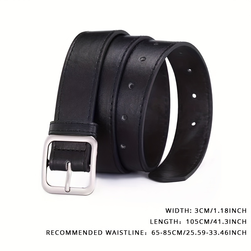 Square Buckle PU Belt for Men and Women