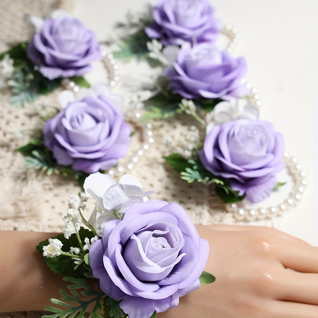 TEMU 6 Élégants Corsages de Poignet Princesse Rose en Artificiel, Parfaits pour les Mariées, d' et Mères du /Mariée de , Anniversaires, et Occasions